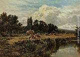 Henry Hillier Parker Harvesting on the Banks of the Thames painting